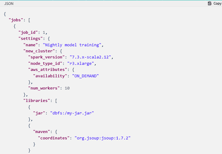 Response 1 of List - Databricks Jobs API